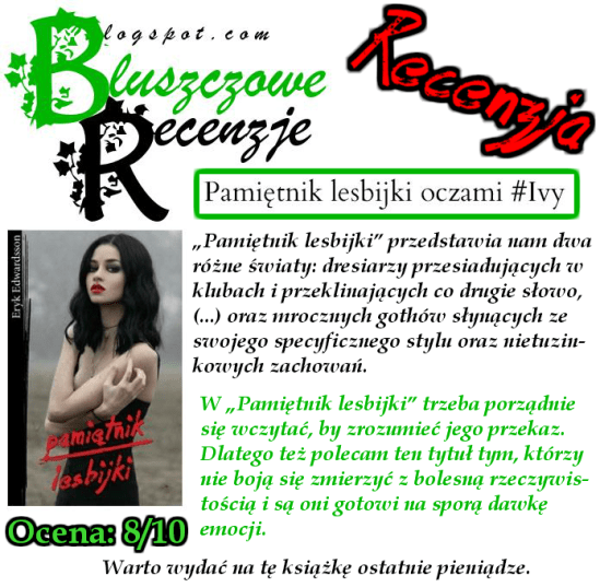 Bluszczowe Recenzje - Recenzja Pamiętnika Lesbijki Eryka Edwardssona